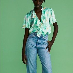 NWT Zara ruffled print blouse /xs